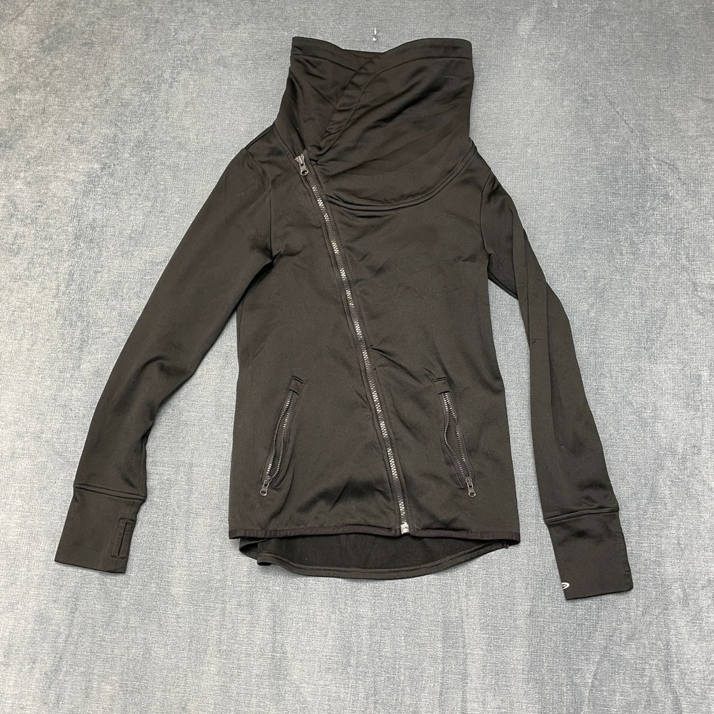 C9 By Champion Duo Dry Jacket Women XS Black Cowl Neck Asymmetrical Full Zip